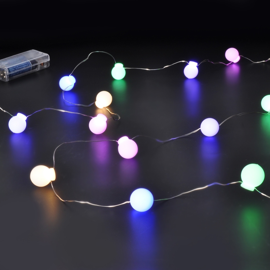 LED  valguskett 40xLED/2xAA 4,3 m mitmevärviline