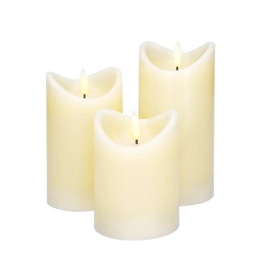 KOMPLEKT 3x LED Looduslik vahaküünal LED/3xAAA/soe valge
