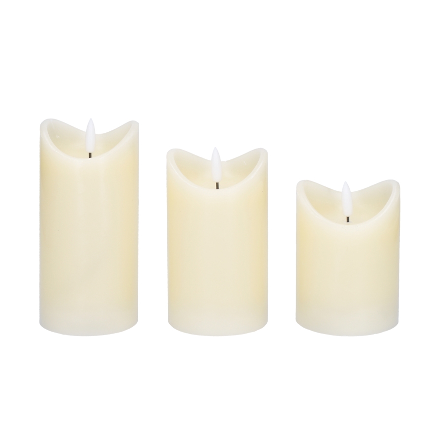 KOMPLEKT 3x LED Looduslik vahaküünal LED/3xAAA/soe valge