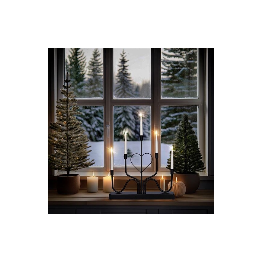 LED jõuluküünlajalg 5xLED/2xAA soe valge