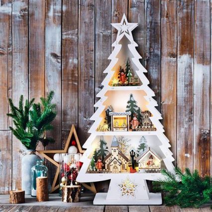 LED jõulukaunistus 13xLED/2xAA puidust kuusekuju