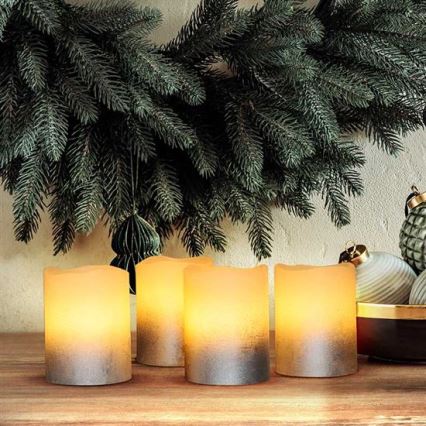 Komplekt 4x LED-küünalt looduslikust vahast, LED/1xCR2032, soe valge