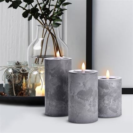 Komplekt 3 LED-küünalt, 2×AA, soe valge