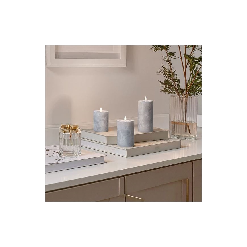 Komplekt 3 LED-küünalt, 2×AA, soe valge