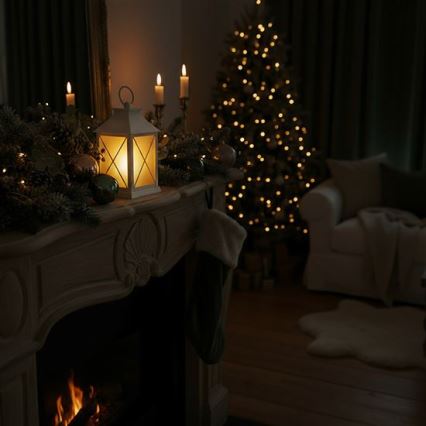 LED jõululatern LED/2xAA soe valge