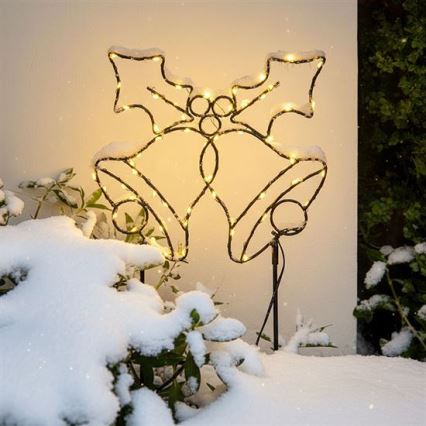 LED välistingimustes kasutatav jõulukaunistus 100xLED/3xAA IP44 soe valge kellukesed