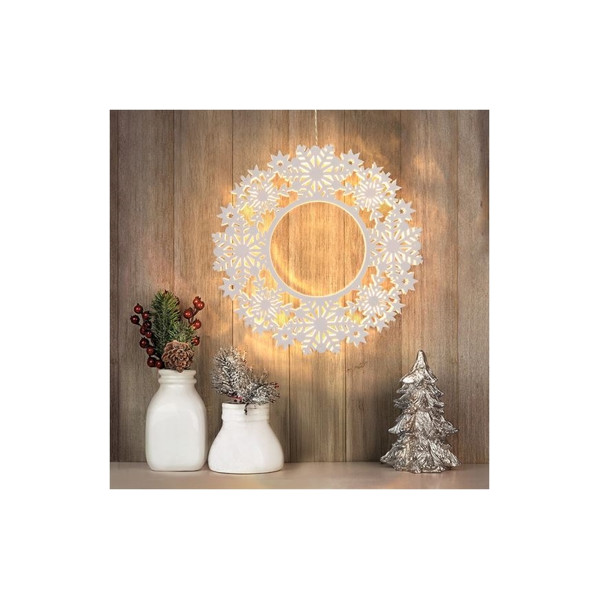 LED jõulukaunistus 10xLED/2xAA soe valge pärg