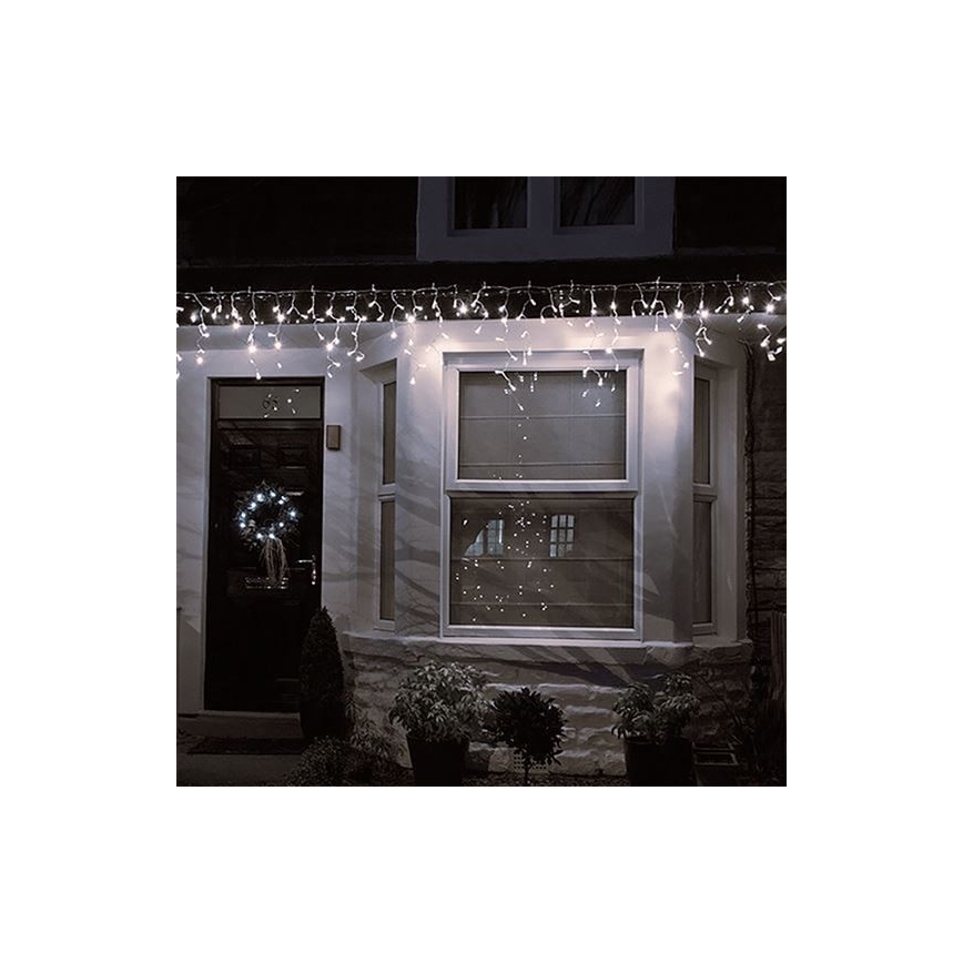 LED Välis  kardin 120xLED/8 funktsiooni 9m IP44 soe valge