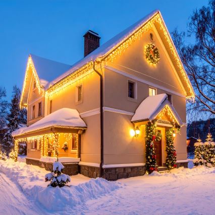 LED Väline  valguskardin 360xLED/8 funktsiooniga 15m IP44 soe valge