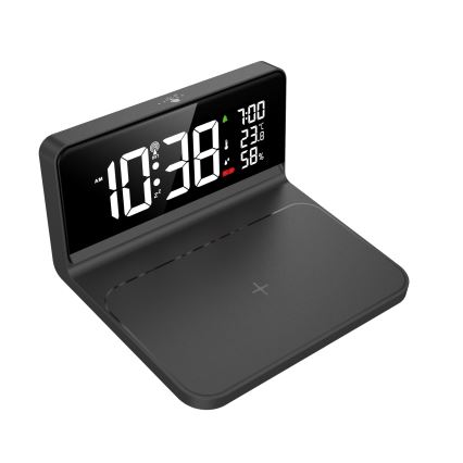 LED Äratuskell LCD ekraaniga ja juhtmevaba laadimine Qi LED/10W/230V