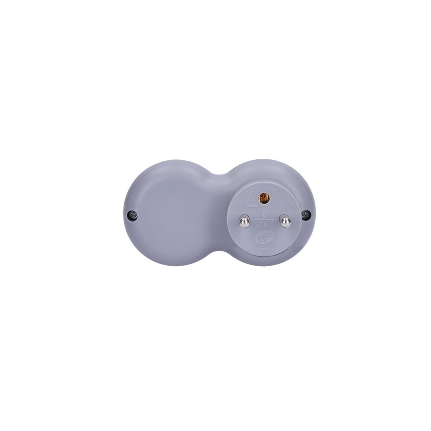 Pistikupesa jaotur 2x 10A, valge-hall
