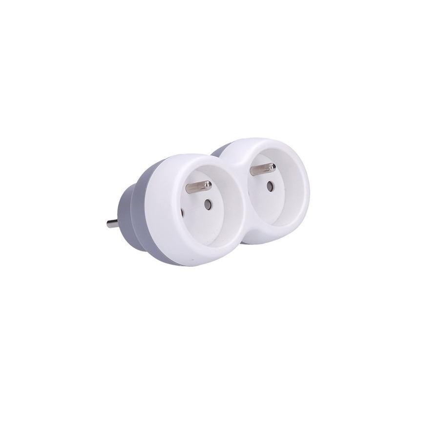 Pistikupesa jaotur 2x 10A, valge-hall