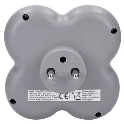 Pistikupesa jaotur 3x 16A + USB A+C kiirlaadija 20W