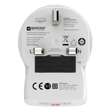Adapter Inglismaa jaoks 230V + 2x USB port