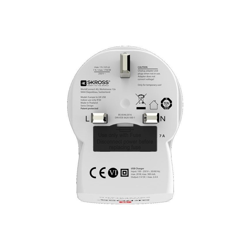 Adapter Inglismaa jaoks 230V + 2x USB port