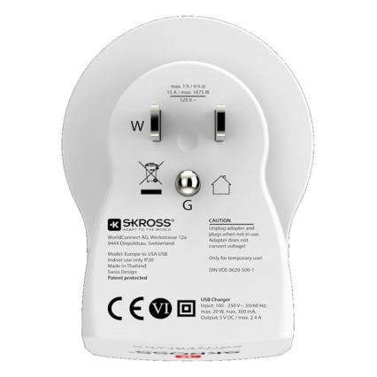 Adapter USA riigi jaoks 230V + 2x USB port