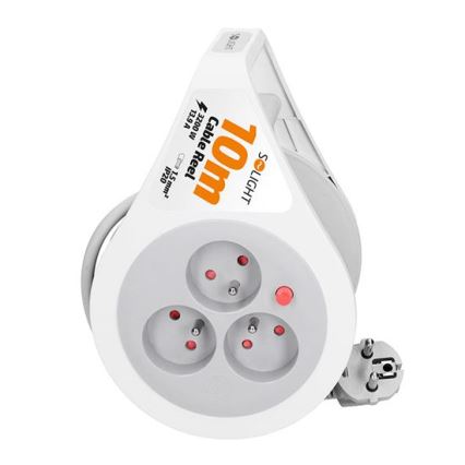 Rulliga pikendusjuhe 3-pesaline 10 m