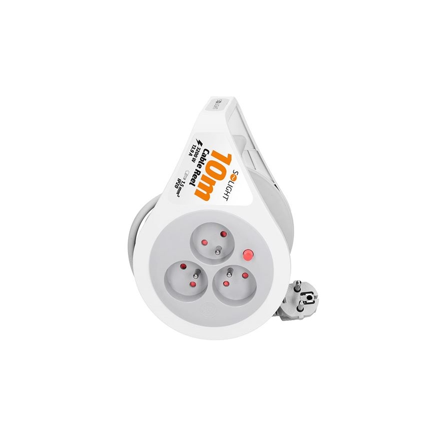 Rulliga pikendusjuhe 3-pesaline 10 m