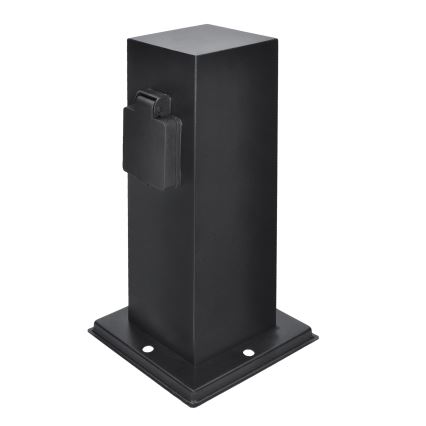 Väli pistikupesadega torn 2Z 230V IP44 must kandiline