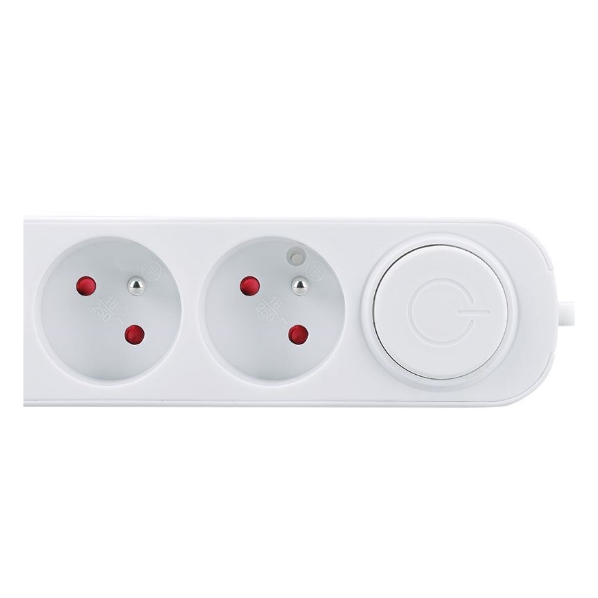 Pikendusjuhe 3-pesaga, lülitiga ja USB-A/USB-C laadimisega, 2 m