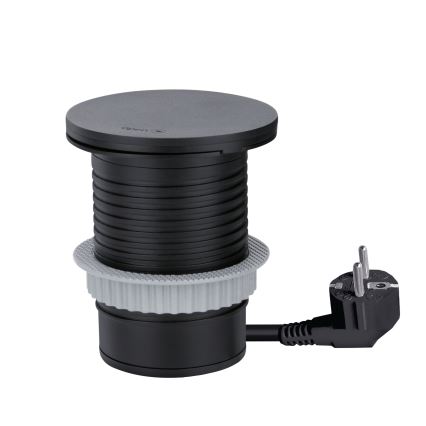 Sisseehitatud pistikupesa juhtmevaba 10 W laadimisega, 1 pesa + USB A ja C, must