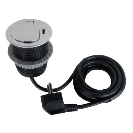 Pistiktorn lauale 1x230V + USB-C Power Delivery hõbedane/must