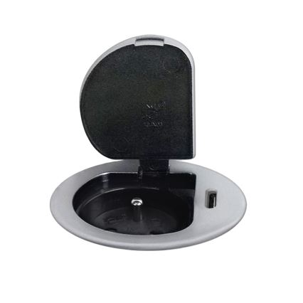 Pistiktorn lauale 1x230V + USB-C Power Delivery hõbedane/must