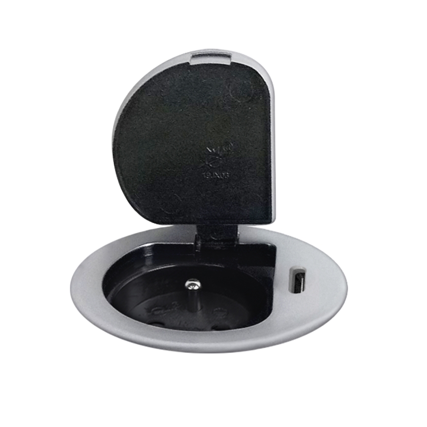 Pistiktorn lauale 1x230V + USB-C Power Delivery hõbedane/must