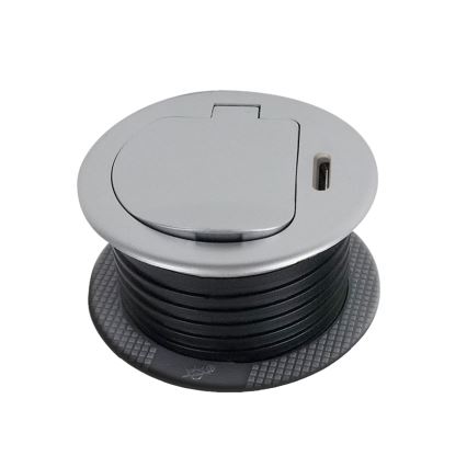 Pistiktorn lauale 1x230V + USB-C Power Delivery hõbedane/must