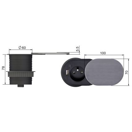 Sisseehitatud pistik 1Z + USB A+C