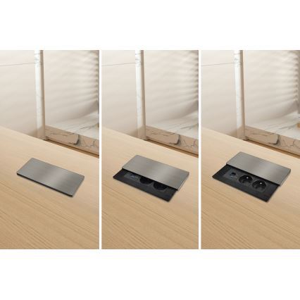 Sisseehitatav pistikupesa 65 W juhtmevaba laadimisega, 2× pistikupesa + USB-A + USB-C