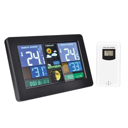Ilmajaam LCD ekraaniga USB 5V/2xAAA + 2xAAA laadimisega must