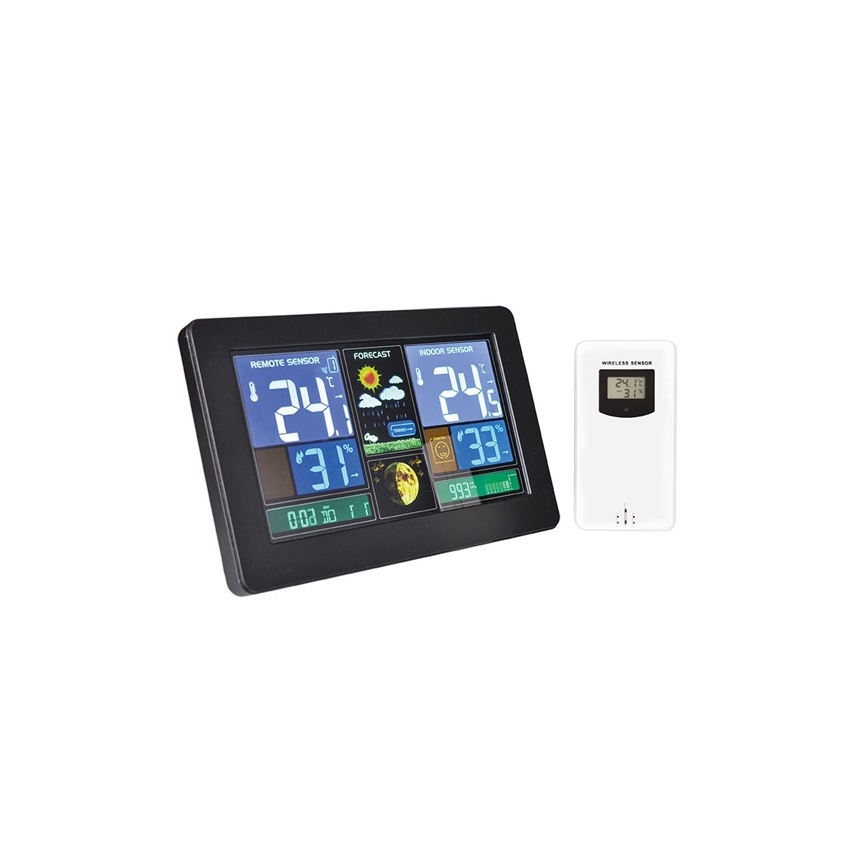 Ilmajaam LCD ekraaniga USB 5V/2xAAA + 2xAAA laadimisega must