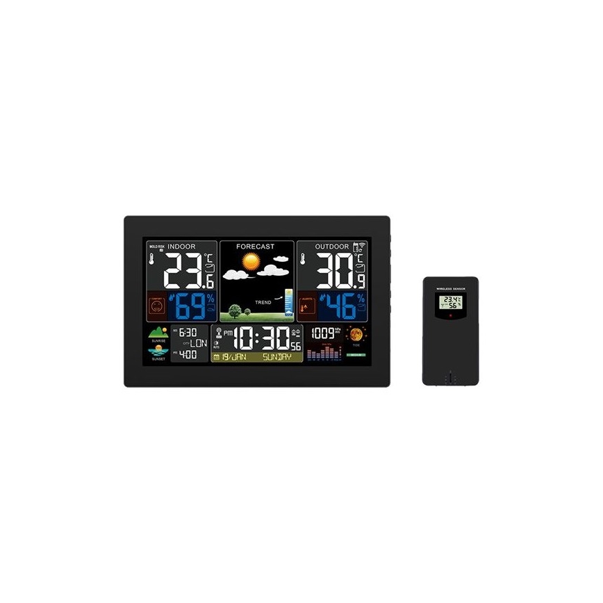 Ilmajaam värvilise LED ekraaniga 230V/2xAA + 2xAA