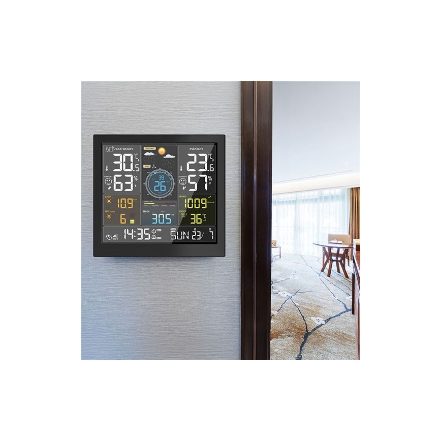 Professionaalne ilmajaam LCD-ekraaniga, Wi-Fi-ühendusega, 5V/2xAA + 3xAAA