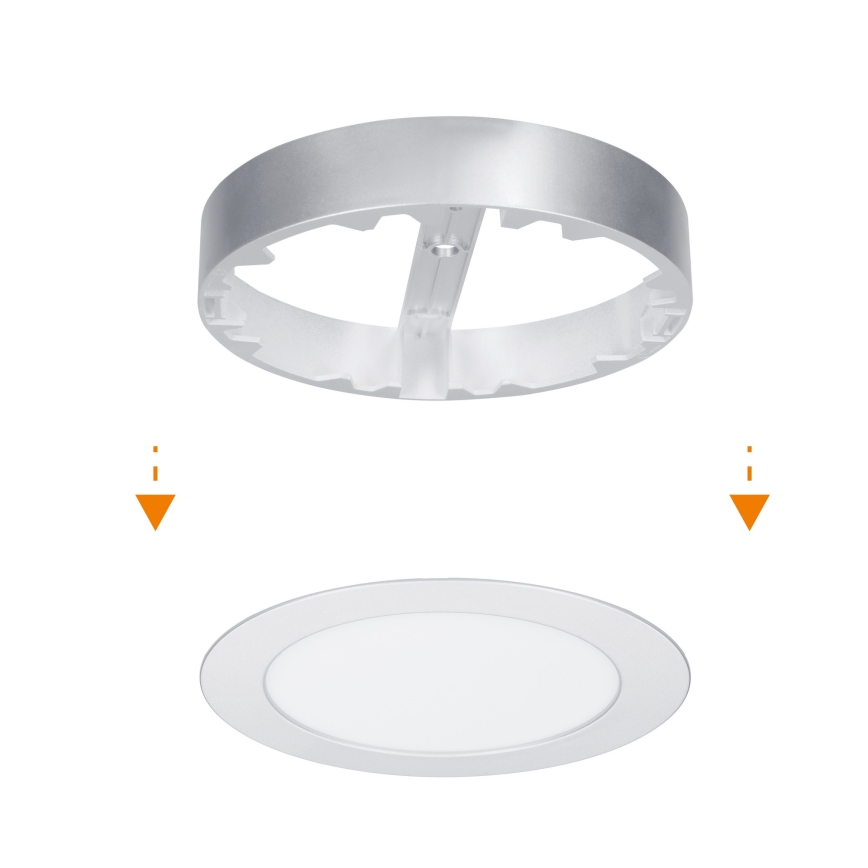LED pinnapealne/süvistatav paneel 2-ühes LED/12W/230V 3000/4000/6000K Ø 17 cm IP54 hõbedane