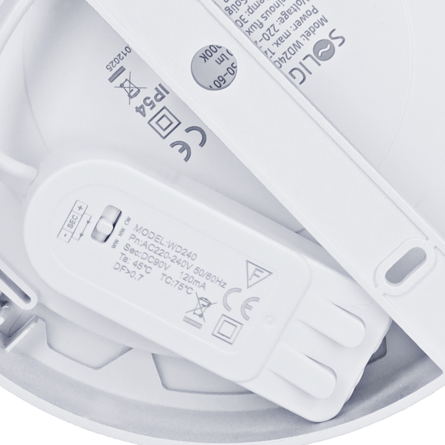 LED pinnapealne/süvistatav paneel 2-ühes LED/12W/230V 3000/4000/6000K Ø 17 cm IP54 hõbedane