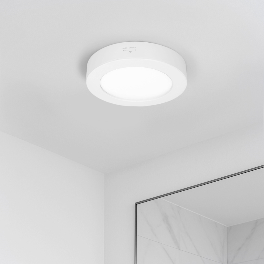 LED pinnapealne/lagi sisse paigaldatav 2‑ühes paneel, 12 W, 230 V, 3000/4000/6000 K, Ø17 cm, IP54, valge
