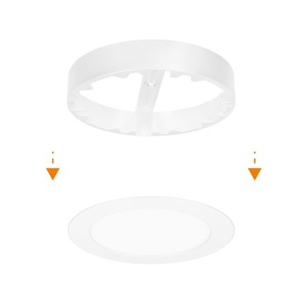 LED pinnapealne/lagi sisse paigaldatav 2‑ühes paneel, 12 W, 230 V, 3000/4000/6000 K, Ø17 cm, IP54, valge