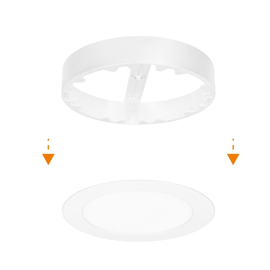 LED pinnapealne/lagi sisse paigaldatav 2‑ühes paneel, 12 W, 230 V, 3000/4000/6000 K, Ø17 cm, IP54, valge