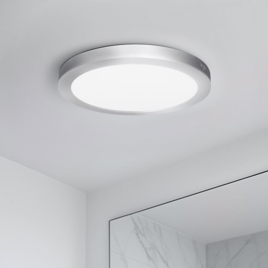 LED pinnapealne/sisseehitatav paneel 2-ühes 18W/230V 3000/4000/6000K Ø 22,5 cm IP54 hõbedane
