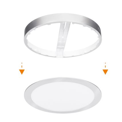 LED pinnapealne/sisseehitatav paneel 2-ühes 18W/230V 3000/4000/6000K Ø 22,5 cm IP54 hõbedane