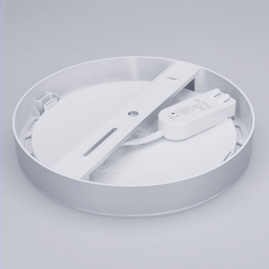 LED pinnapealne/sisseehitatav paneel 2-ühes 18W/230V 3000/4000/6000K Ø 22,5 cm IP54 hõbedane