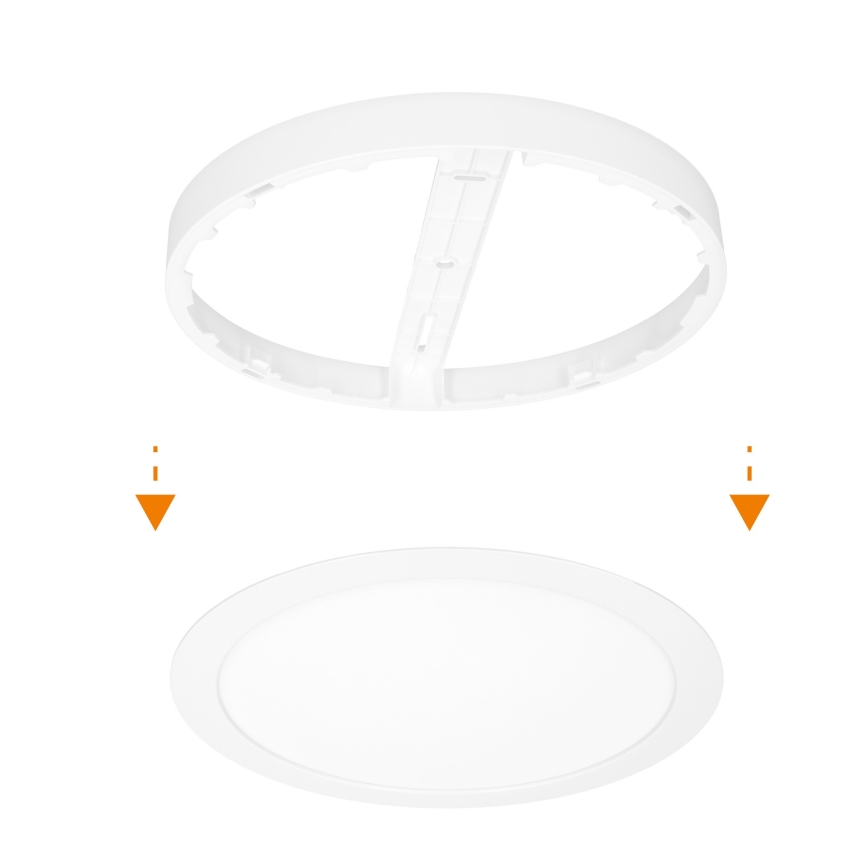 LED pinnapealne/süvistatav laepaneel 2-ühes 18W/230V 3000/4000/6000K läbimõõt 22,5 cm IP54 valge