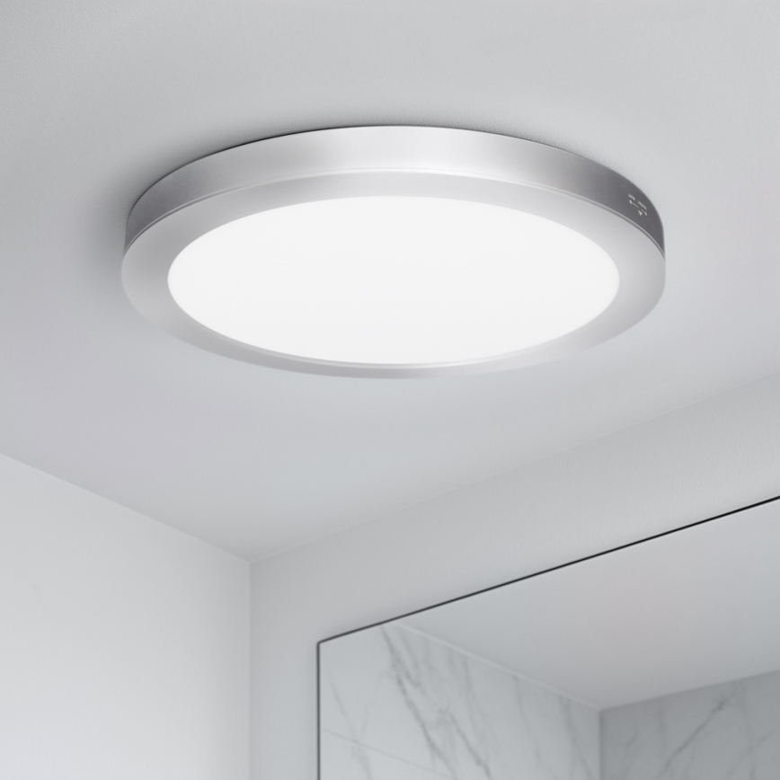 LED pind- ja süvistatav 2-ühes paneel 24W/230V 3000/4000/6000K Ø 30 cm IP54 hõbedane