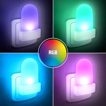 LED RGB Navigatsioonivalgusti pistikupessa koos hämardusanduriga LED/0,5W/230V