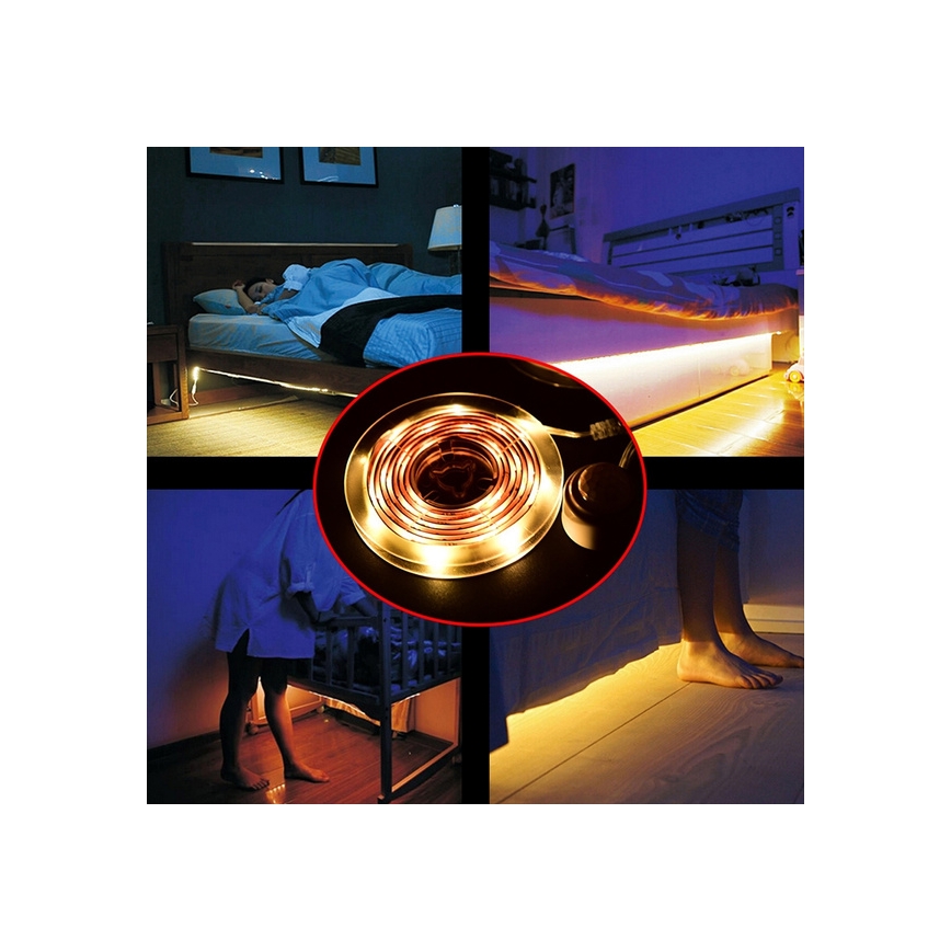 LED Valgusriba anduriga 4xAAA 3000K 1m