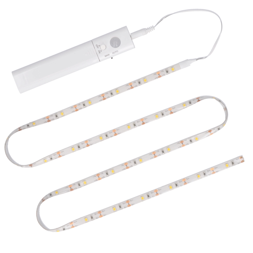 LED Valgusriba anduriga 4xAAA 3000K 1m