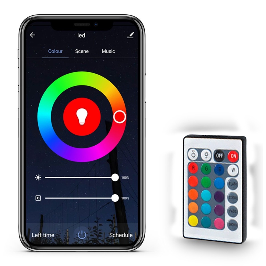 LED RGB Hämardatav riba LED/20W/230V 5m IP65 Tuya + Pult
