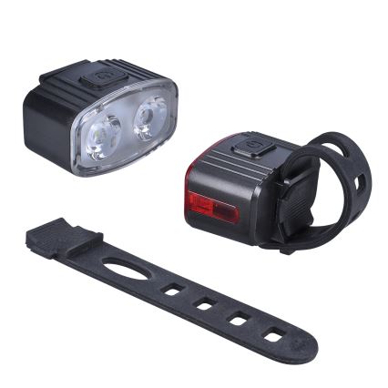 KOMPLEKT 2x LED Hämardatav laetav rattatuli 350mAh IP44 punane/valge